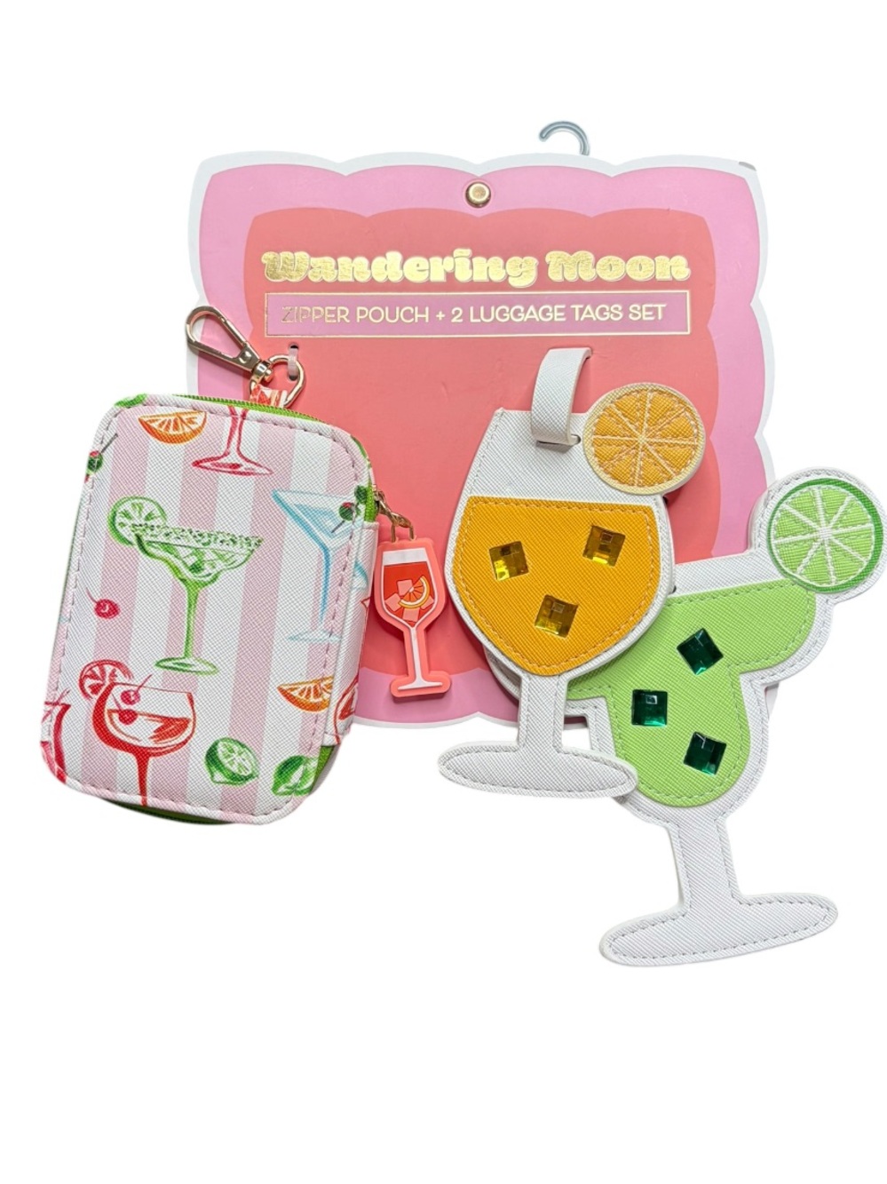 Wandering Moon Cocktail Zipper Pouch & Luggage Tag Set